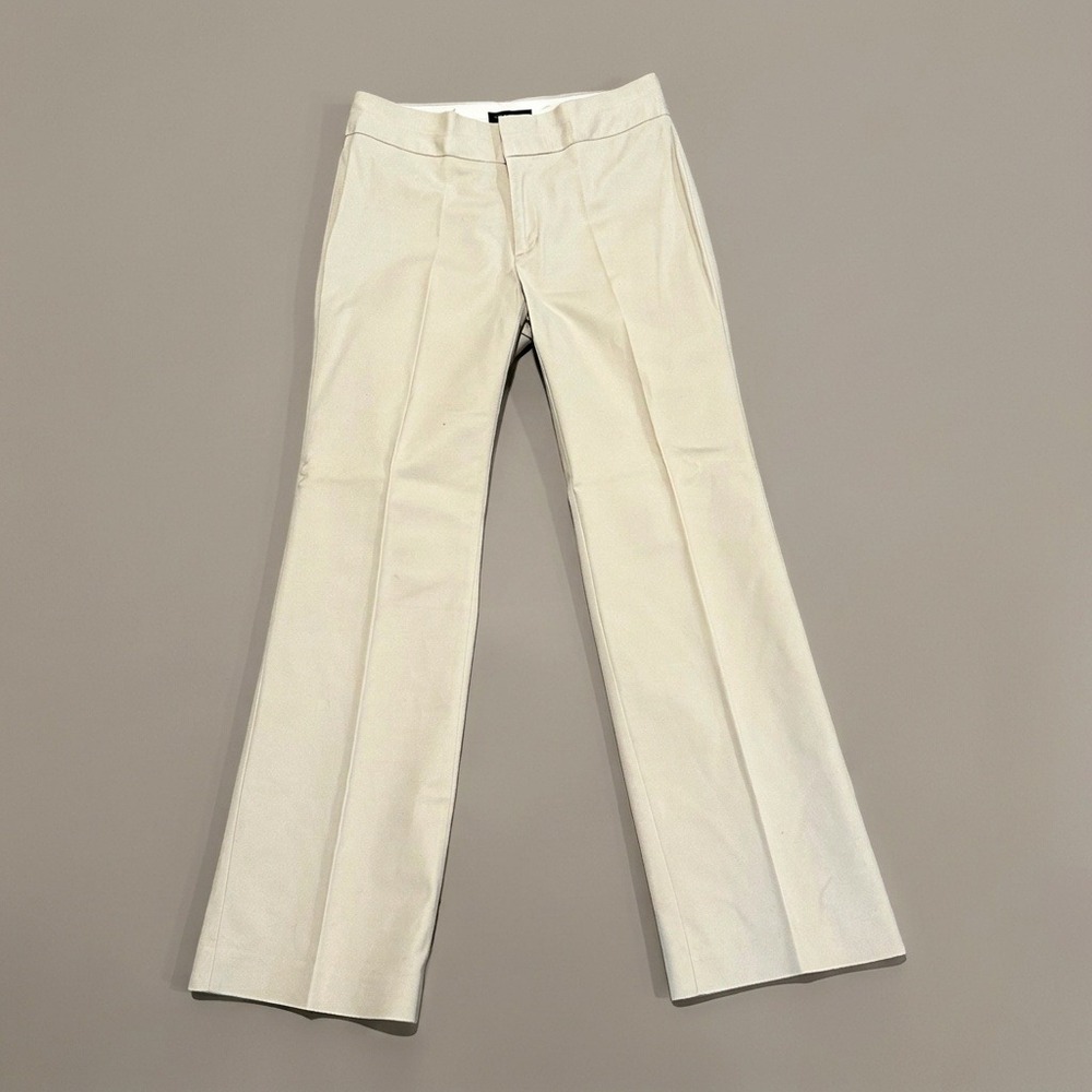 Banana Republic Harrison Beige Stretch Trousers Womens 10R Bootcut Dress Pants